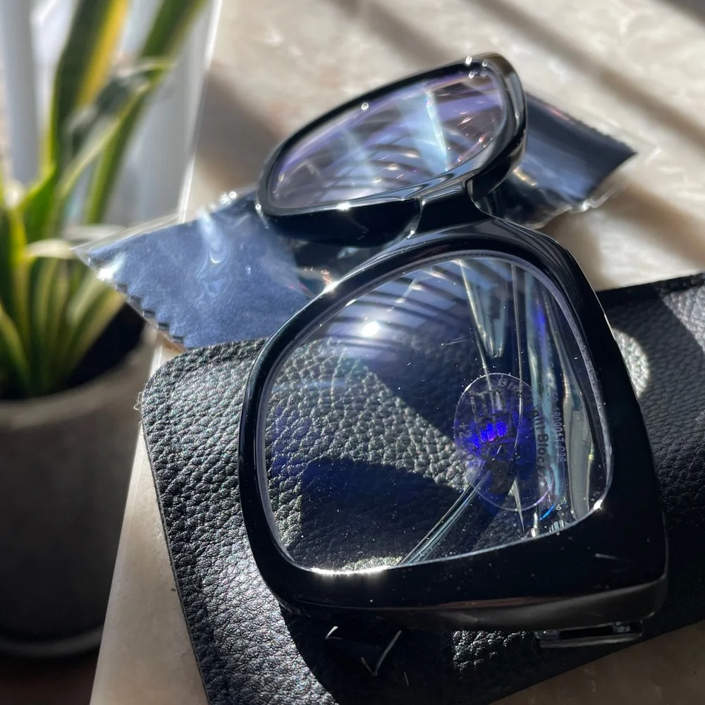 NEW 2.5 black frame readers blue light lens OVERSIZED soft bridge spring wbag